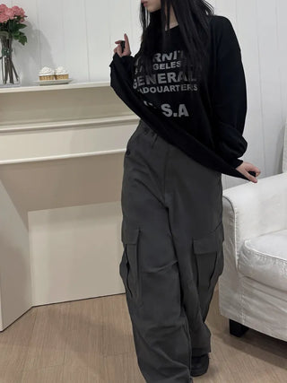 Rita Vintage Hip Two-Buckle Cargo Long Pants