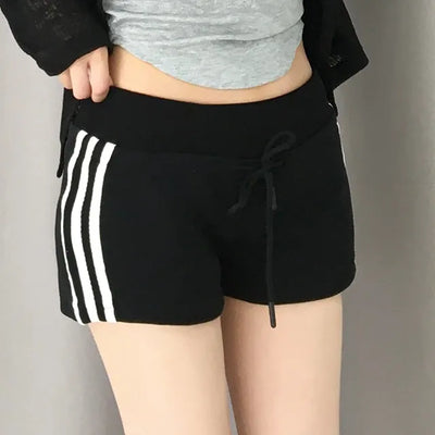 Yumo Wide Elastic Waist Three-Stripe Dolphin Shorts