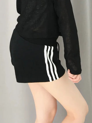 Yumo Wide Elastic Waist Three-Stripe Dolphin Shorts