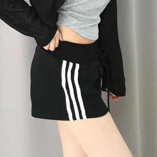 Yumo Wide Elastic Waist Three-Stripe Dolphin Shorts