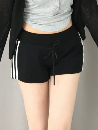 Yumo Wide Elastic Waist Three-Stripe Dolphin Shorts