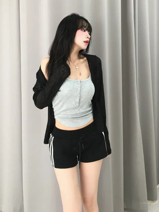 Yumo Wide Elastic Waist Three-Stripe Dolphin Shorts
