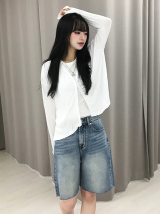 Moss Cat Washed Knee-Length Denim Bermuda Pants