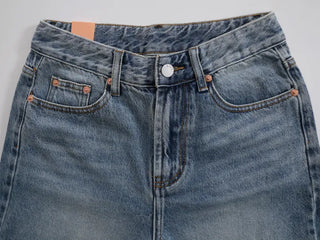 Moss Cat Washed Knee-Length Denim Bermuda Pants