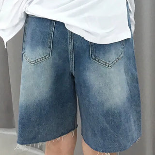 Moss Cat Washed Knee-Length Denim Bermuda Pants