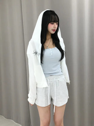 Poly Button Square Ribbed Sleeveless