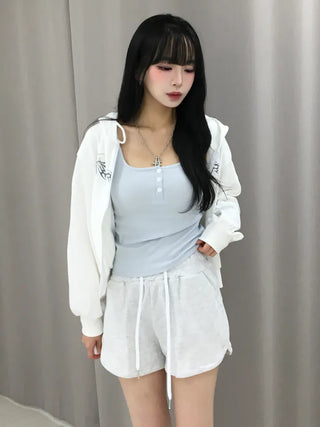 Poly Button Square Ribbed Sleeveless