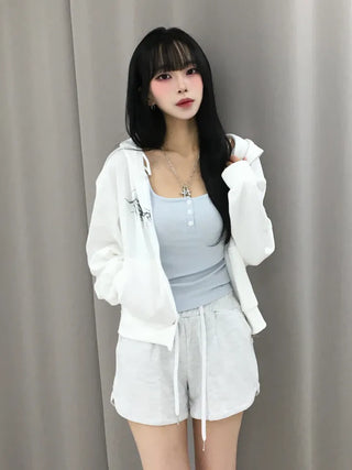 Poly Button Square Ribbed Sleeveless