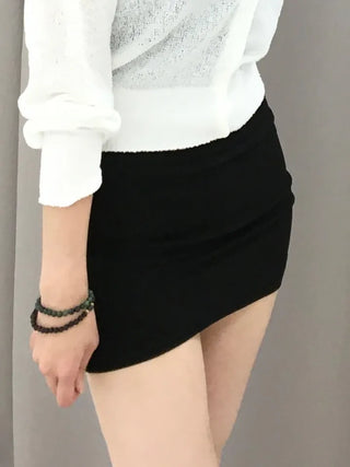 AEL Simple H-Line Ribbed Mini Skirt
