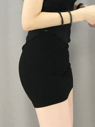 AEL Simple H-Line Ribbed Mini Skirt