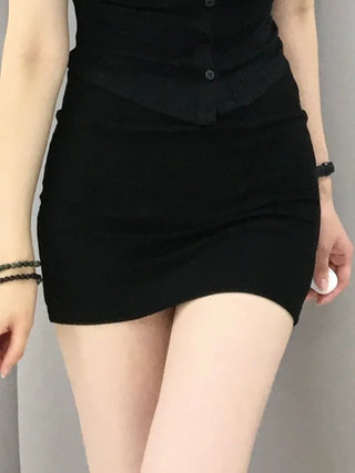 AEL Simple H-Line Ribbed Mini Skirt