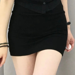 AEL Simple H-Line Ribbed Mini Skirt