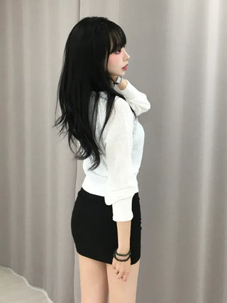 AEL Simple H-Line Ribbed Mini Skirt