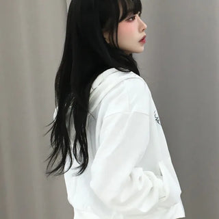 Hanu Y2K Iron Taste Heart Crop Zip-Up Hoodie