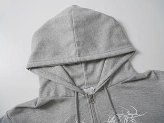 Hanu Y2K Iron Taste Heart Crop Zip-Up Hoodie
