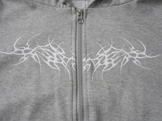 Hanu Y2K Iron Taste Heart Crop Zip-Up Hoodie