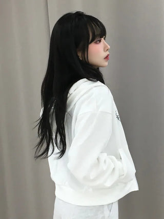 Hanu Y2K Iron Taste Heart Crop Zip-Up Hoodie