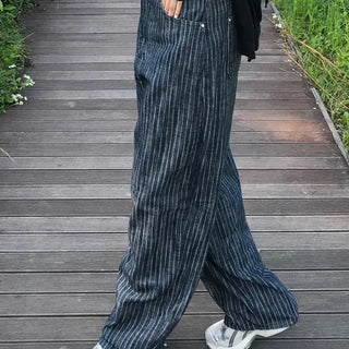 Sepi Stripe Balloon Dark Blue Denim Pants