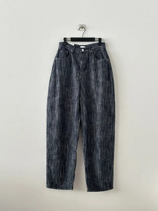 Sepi Stripe Balloon Dark Blue Denim Pants