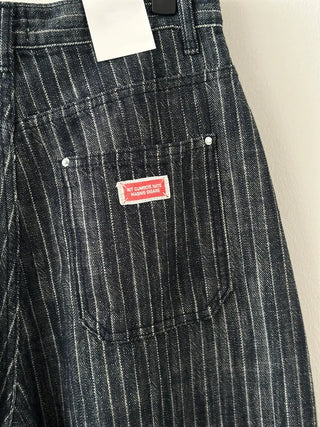 Sepi Stripe Balloon Dark Blue Denim Pants