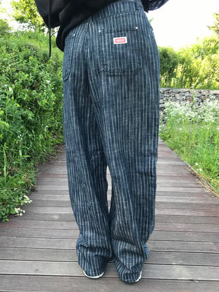 Sepi Stripe Balloon Dark Blue Denim Pants