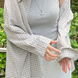 Wika Yeori Oversized Small Plaid Shirt