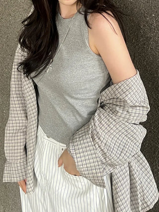 Wika Yeori Oversized Small Plaid Shirt