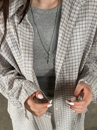 Wika Yeori Oversized Small Plaid Shirt