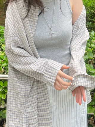 Wika Yeori Oversized Small Plaid Shirt