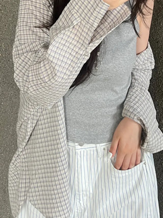 Wika Yeori Oversized Small Plaid Shirt
