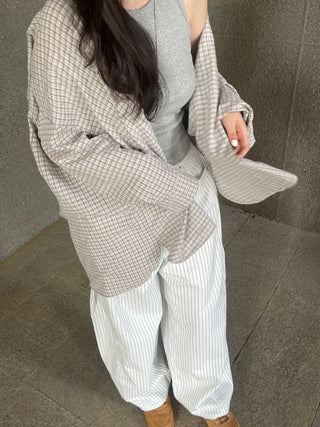 Wika Yeori Oversized Small Plaid Shirt
