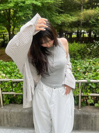 Wika Yeori Oversized Small Plaid Shirt