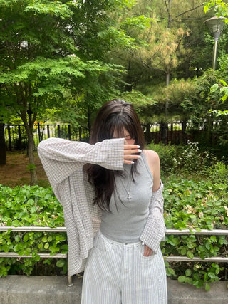 Wika Yeori Oversized Small Plaid Shirt