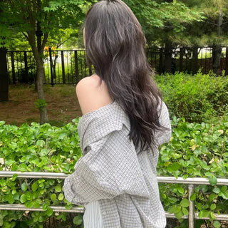 Wika Yeori Oversized Small Plaid Shirt