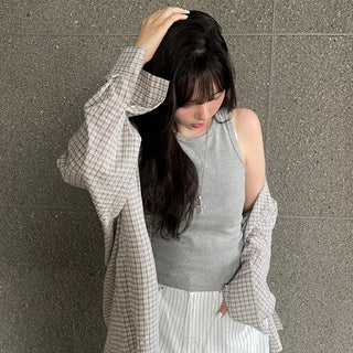 Wika Yeori Oversized Small Plaid Shirt