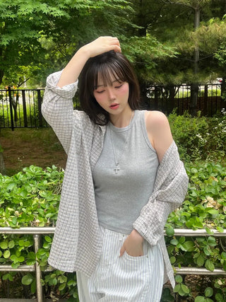 Wika Yeori Oversized Small Plaid Shirt