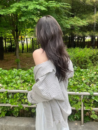 Wika Yeori Oversized Small Plaid Shirt