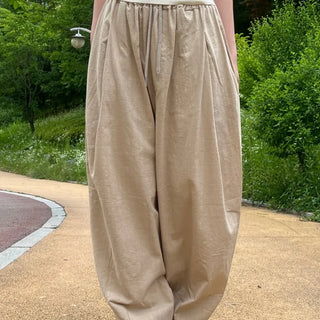 Joy Linen Elastic Waist Summer Balloon Fit Pants
