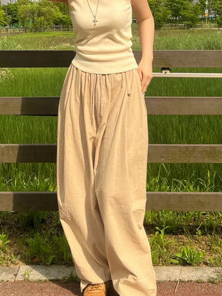 Joy Linen Elastic Waist Summer Balloon Fit Pants