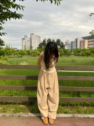 Joy Linen Elastic Waist Summer Balloon Fit Pants
