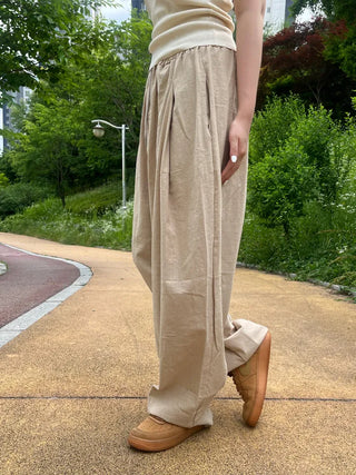 Joy Linen Elastic Waist Summer Balloon Fit Pants