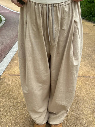 Joy Linen Elastic Waist Summer Balloon Fit Pants