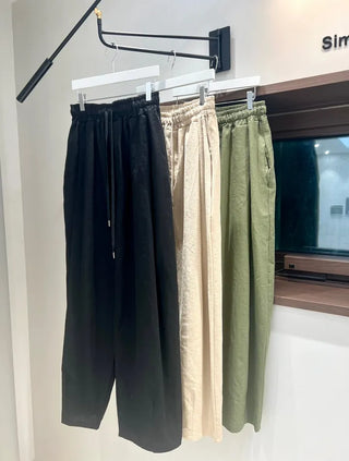 Joy Linen Elastic Waist Summer Balloon Fit Pants