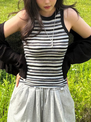 Ar Multi Stripe Halter Sleeveless