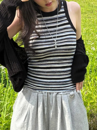 Ar Multi Stripe Halter Sleeveless