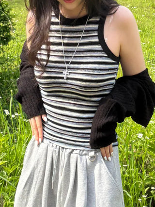Ar Multi Stripe Halter Sleeveless