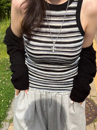 Ar Multi Stripe Halter Sleeveless