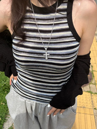 Ar Multi Stripe Halter Sleeveless