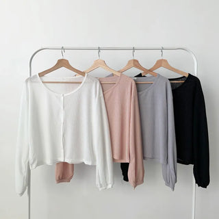 Pure Cotton Plain Long Sleeve Cardigan