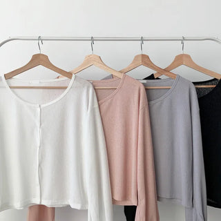 Pure Cotton Plain Long Sleeve Cardigan